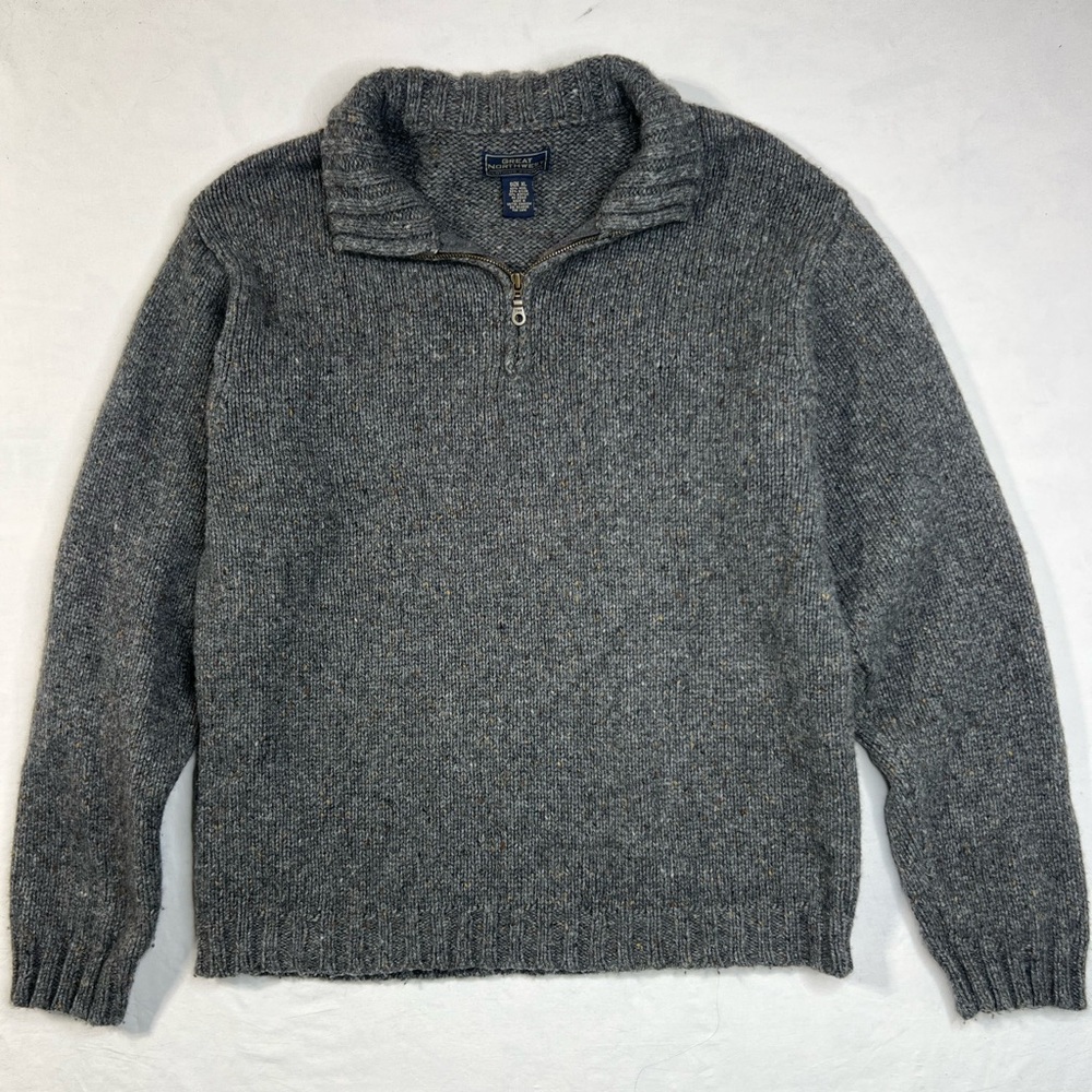 Great Northwest Clothing Co Knit Wool Sweater Gray 1/4 Zip Mens Size XL